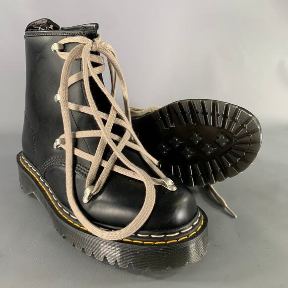 DOC MARTENS Size 9 Black Yellow Solid Leather Boots main image 8